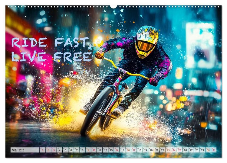 Produktbild: BMX - Coole Slogans (hochwertiger Premium Wandkalender 2026 DIN A2 quer), Kunstdruck in Hochglanz