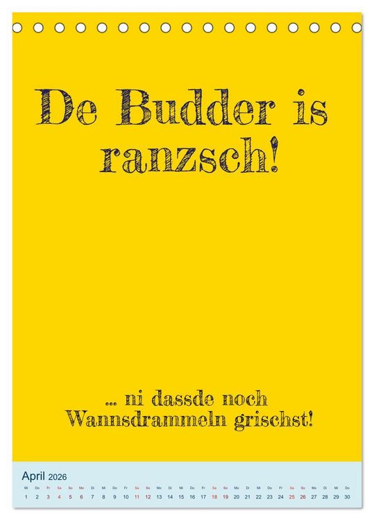Produktbild: Ningeln&auml;sorum! Mundart und Dialekt Kalender Sachsen (Tischkalender 2026 DIN A5 hoch), CALVENDO Monatskalender