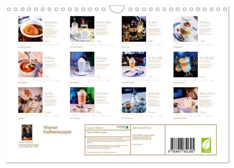 Produktbild: Wiener Kaffeerezepte (Wandkalender 2026 DIN A4 quer), CALVENDO Monatskalender