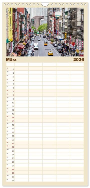 Produktbild: Familienplaner 2026 - NEW YORK Bekannte Blicke mit 5 Spalten (Wandkalender, 21 x 45 cm) CALVENDO