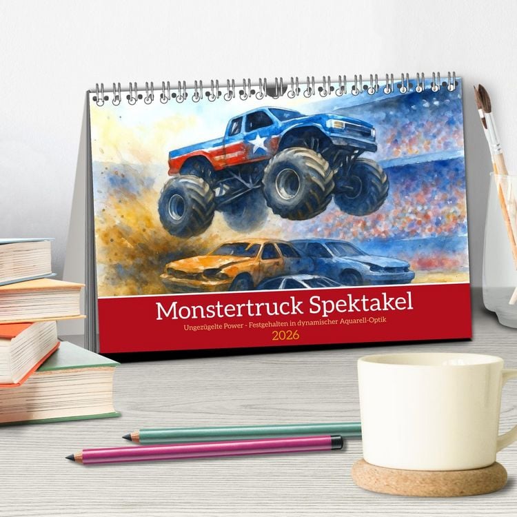 Produktbild: Monstertruck Spektakel (Tischkalender 2026 DIN A5 quer), CALVENDO Monatskalender