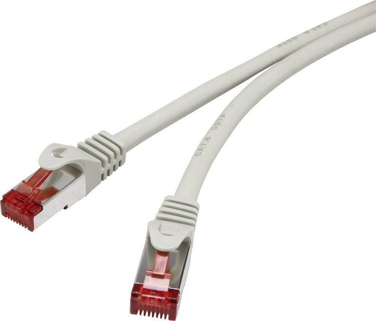 Produktbild: Renkforce RF-4724260 RJ45 Patchkabel CAT 6 S/FTP 15.00 m Grau mit Rastnasenschutz, vergoldete Steckkontakte, Flammwidrig 1 St.