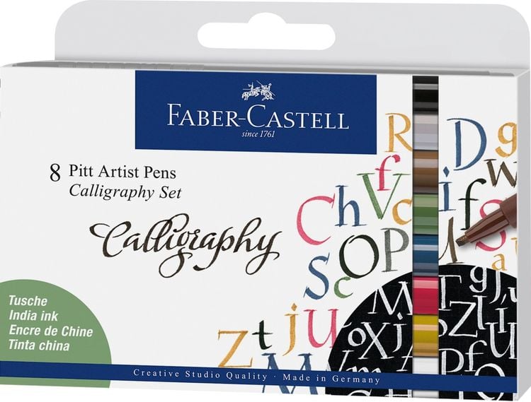 Produktbild: Faber-Castell Tuschestifte Pitt Artist Pens Calligraphy, 8er Etui