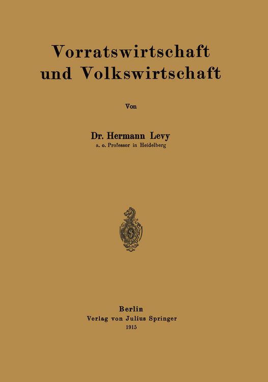 Produktbild: Vorratswirtschaft und Volkswirtschaft