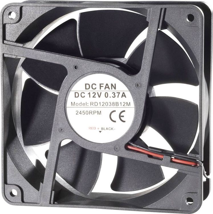 Produktbild: TRU Components RD12038B12L Axiall&uuml;fter 12 V/DC 142 m&sup3;/h (L x B x H) 120 x 120 x 38mm