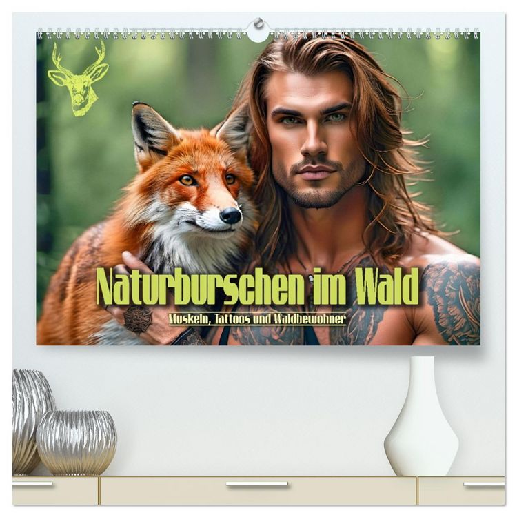 Produktbild: Naturburschen im Wald - Muskeln, Tattoos und Waldbewohner (hochwertiger Premium Wandkalender 2026 DIN A2 quer), Kunstdruck in Hochglanz