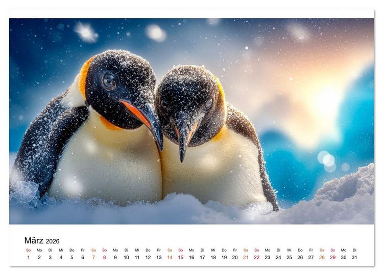 Produktbild: Pinguine - ein Jahr voller Meer (hochwertiger Premium Wandkalender 2026 DIN A2 quer), Kunstdruck in Hochglanz