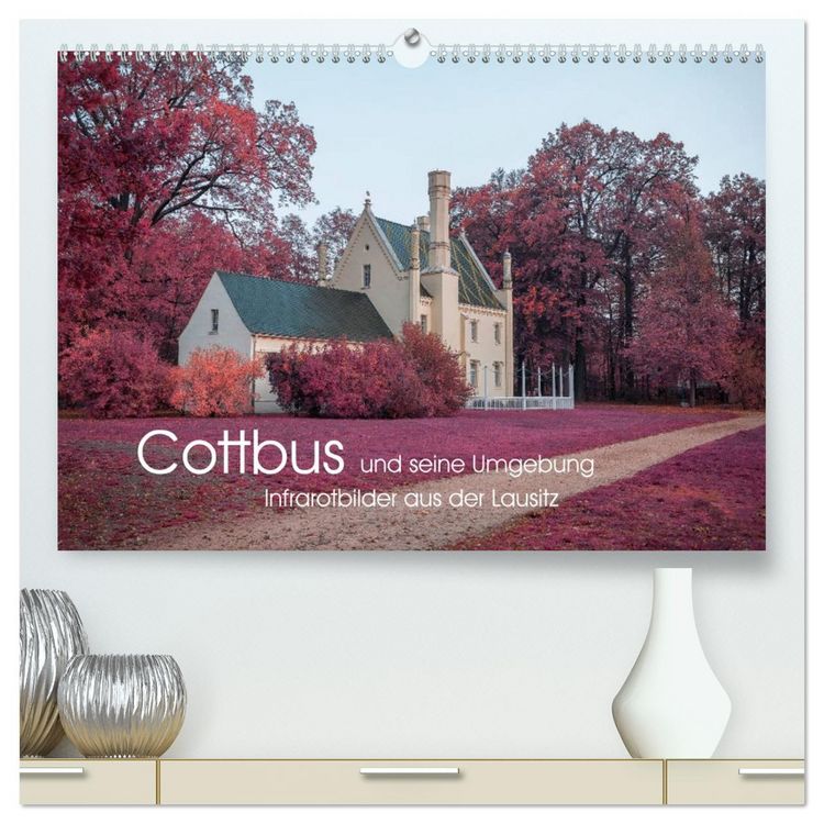 Produktbild: Cottbus und seine Umgebung in Infrarot (hochwertiger Premium Wandkalender 2026 DIN A2 quer), Kunstdruck in Hochglanz