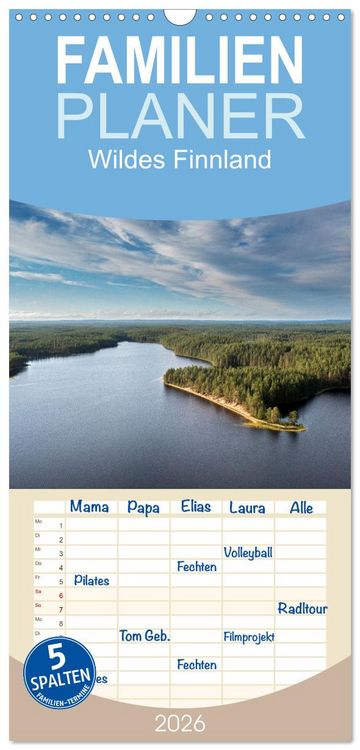 Produktbild: Familienplaner 2026 - Wildes Finnland mit 5 Spalten (Wandkalender, 21 x 45 cm) CALVENDO