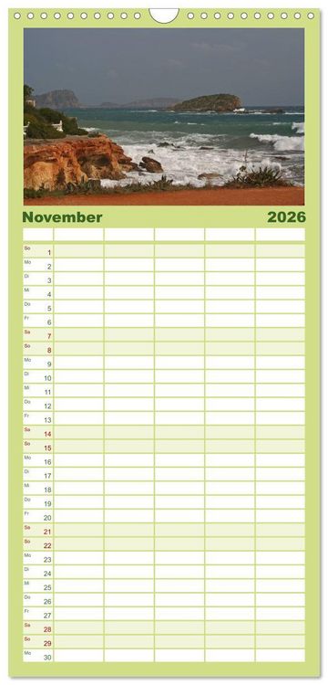 Produktbild: Familienplaner 2026 - Zauberhaftes Ibiza mit 5 Spalten (Wandkalender, 21 x 45 cm) CALVENDO