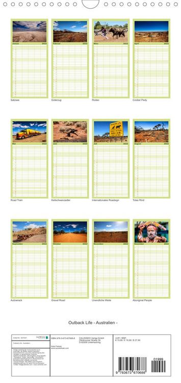 Produktbild: Outback Life - Australien - Familienplaner hoch (Wandkalender 2022 , 21 cm x 45 cm, hoch)