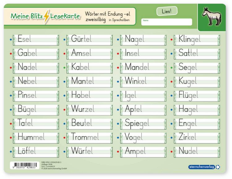 Produktbild: Meine Blitzlesekarten Set 2 zur Lesef&ouml;rderung (4 Lerntafeln mit Stift)