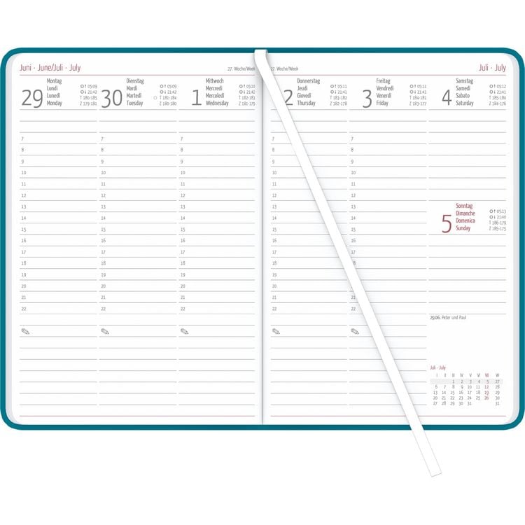 Produktbild: Wochenplaner Tucson türkis 2026 - Büro-Kalender A5 - Cheftimer - turquoise - 1 Woche 2 Seiten - 128 Seiten - Tucson-Einband - Zettler