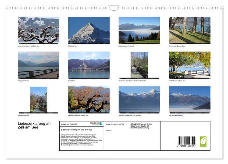 Produktbild: Liebeserkl&auml;rung an Zell am See (Wandkalender 2026 DIN A3 quer), CALVENDO Monatskalender