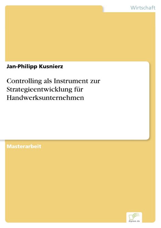 Produktbild: Controlling als Instrument zur Strategieentwicklung f&uuml;r Handwerksunternehmen