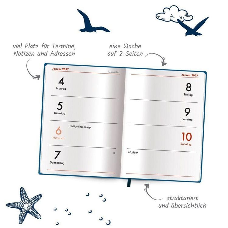 Produktbild: TR&Ouml;TSCH - Taschenkalender A7 Soft Touch Maritim 2027