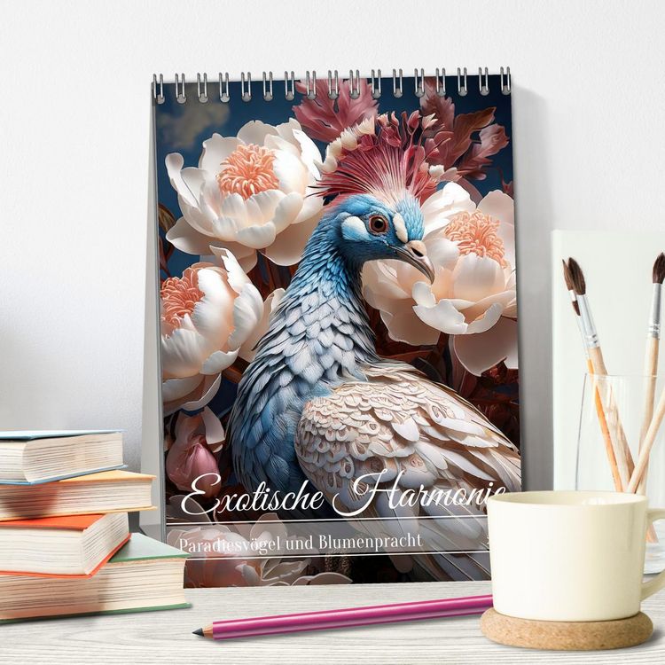 Produktbild: Exotische Harmonie - Paradiesv&ouml;gel und Blumenpracht (Tischkalender 2026 DIN A5 hoch), CALVENDO Monatskalender