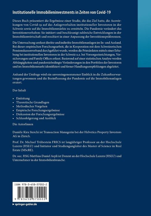 Produktbild: Institutionelle Immobilieninvestments in Zeiten von Covid-19