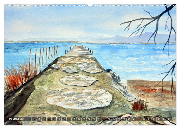 Produktbild: Chiemsee Aquarelle (Wandkalender 2026 DIN A2 quer), CALVENDO Monatskalender