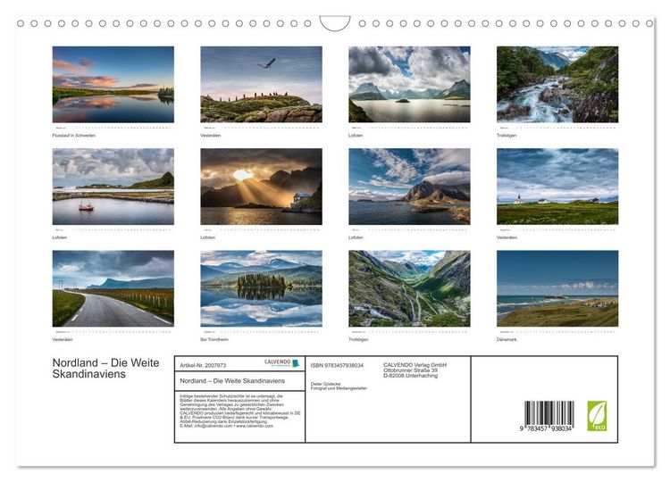 Produktbild: Nordland &ndash; Die Weite Skandinaviens (Wandkalender 2026 DIN A3 quer), CALVENDO Monatskalender