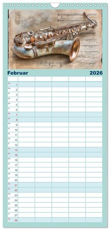 Produktbild: Familienplaner 2026 - Herzschlag in Noten mit 5 Spalten (Wandkalender, 21 x 45 cm) CALVENDO
