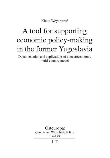 Produktbild: Weyerstrau&szlig;, K: Tool for supporting economic policy-making