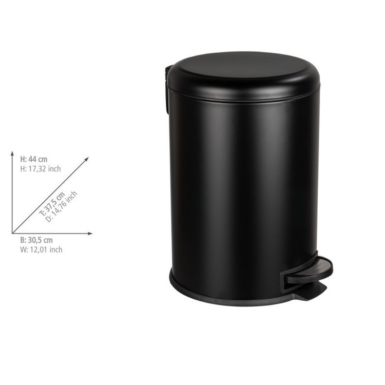 Produktbild: Treteimer Mod. Leman Easy Close Schwarz 20 L, mit herausnehmbarem Einsatz