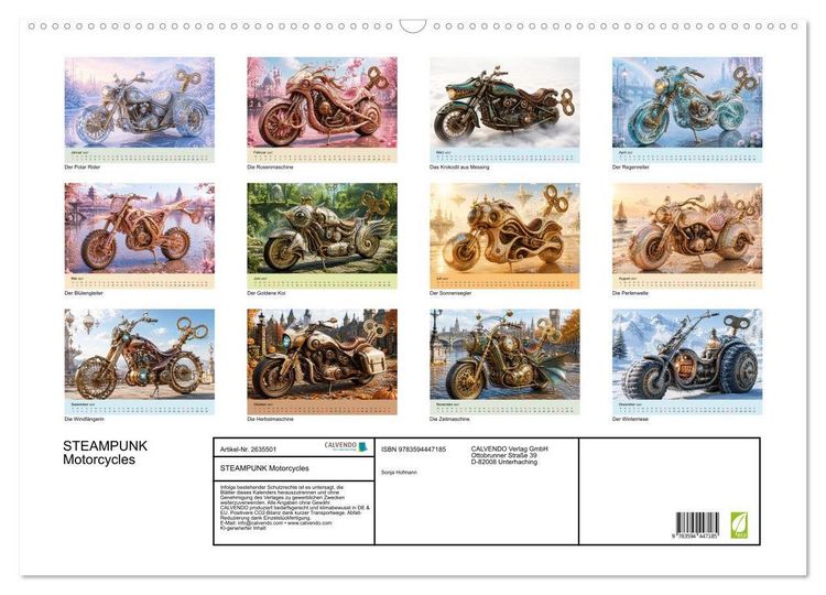 Produktbild: STEAMPUNK Motorcycles (Wandkalender 2027 DIN A2 quer), CALVENDO Monatskalender