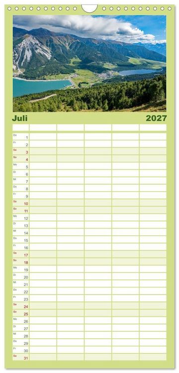 Produktbild: Familienplaner 2027 - Der Reschensee - ein Panormanen-Abenteuer mit 5 Spalten (Wandkalender, 21 x 45 cm) CALVENDO