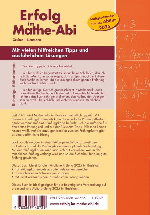 Produktbild: Erfolg im Mathe-Abi M&uuml;ndliche Pr&uuml;fung Basisfach Baden-W&uuml;rttemberg