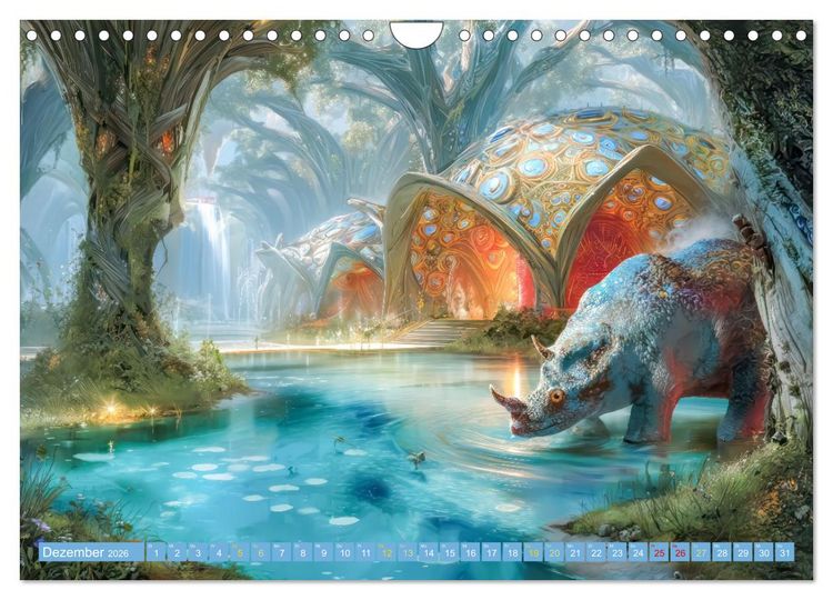 Produktbild: Fantasiekreaturen am Wasser - Biomorphe Landschaften (Wandkalender 2026 DIN A4 quer), CALVENDO Monatskalender