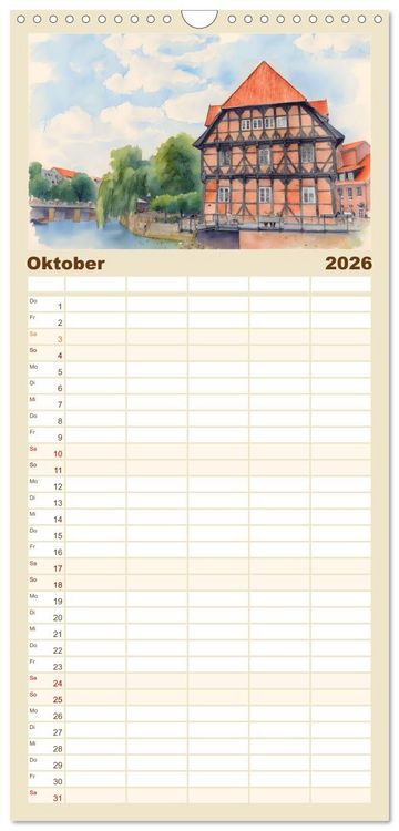 Produktbild: Familienplaner 2026 - Zauberhaftes L&uuml;neburg mit 5 Spalten (Wandkalender, 21 x 45 cm) CALVENDO