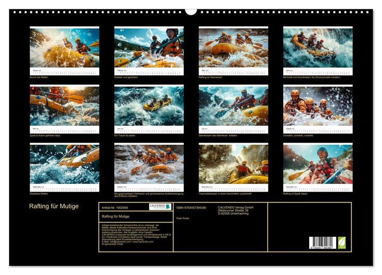 Produktbild: Rafting f&uuml;r Mutige (Wandkalender 2026 DIN A2 quer), CALVENDO Monatskalender