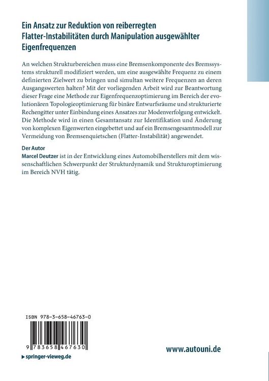 Produktbild: Ein Ansatz zur Reduktion von reiberregten Flatter-Instabilit&auml;ten durch Manipulation ausgew&auml;hlter Eigenfrequenzen