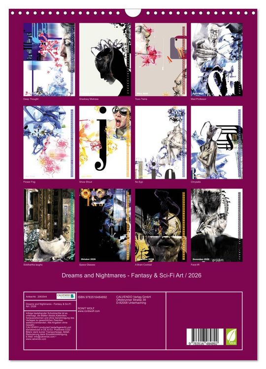 Produktbild: Dreams and Nightmares - Fantasy & Sci-Fi Art / 2026 (Wandkalender 2026 DIN A3 hoch), CALVENDO Monatskalender