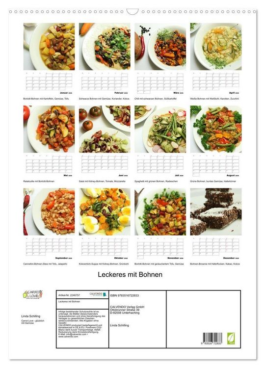 Produktbild: Leckeres mit Bohnen (Wandkalender 2026 DIN A2 hoch), CALVENDO Monatskalender