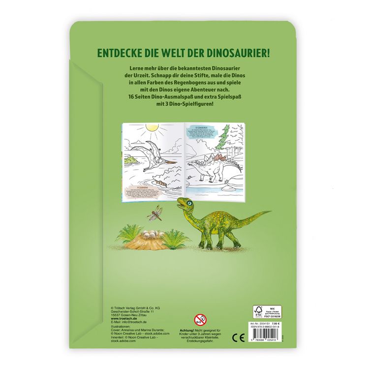 Produktbild: TR&Ouml;TSCH - Malbuch Dinosaurier Mal- und Spielspa&szlig; S1 Malbuch mit Spielzeug| Ab 3 Jahren