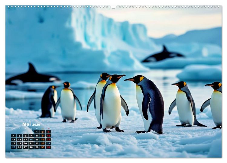 Produktbild: Mit den Pinguinen (Wandkalender 2026 DIN A2 quer), CALVENDO Monatskalender