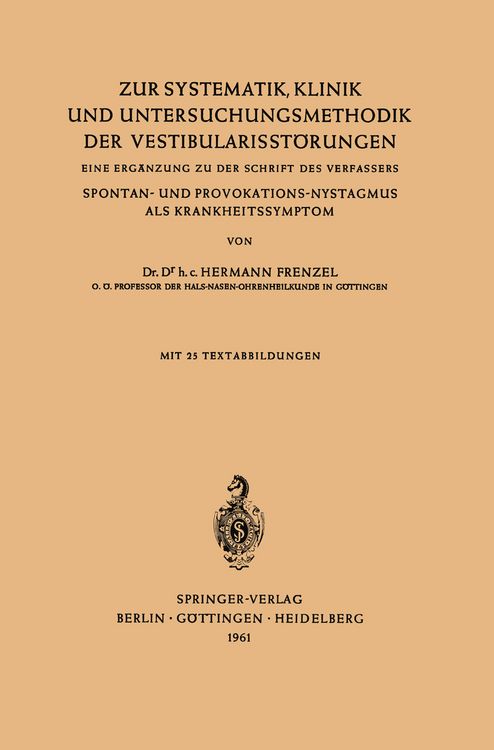 Produktbild: Zur Systematik, Klinik und Untersuchungsmethodik der Vestibularisst&ouml;rungen