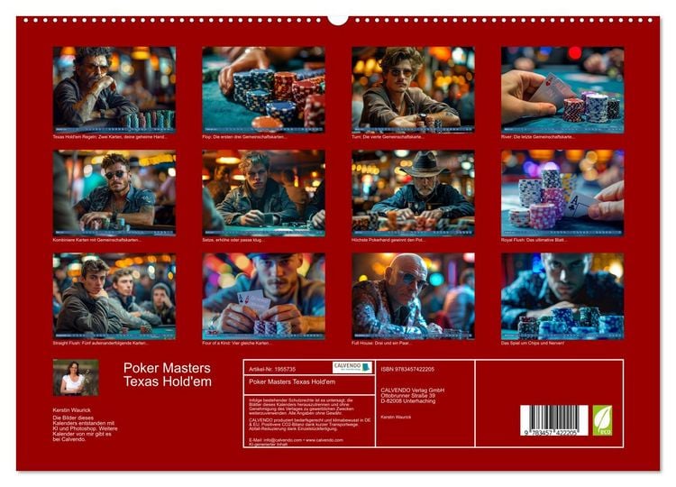 Produktbild: Poker Masters Texas Hold'em (hochwertiger Premium Wandkalender 2026 DIN A2 quer), Kunstdruck in Hochglanz