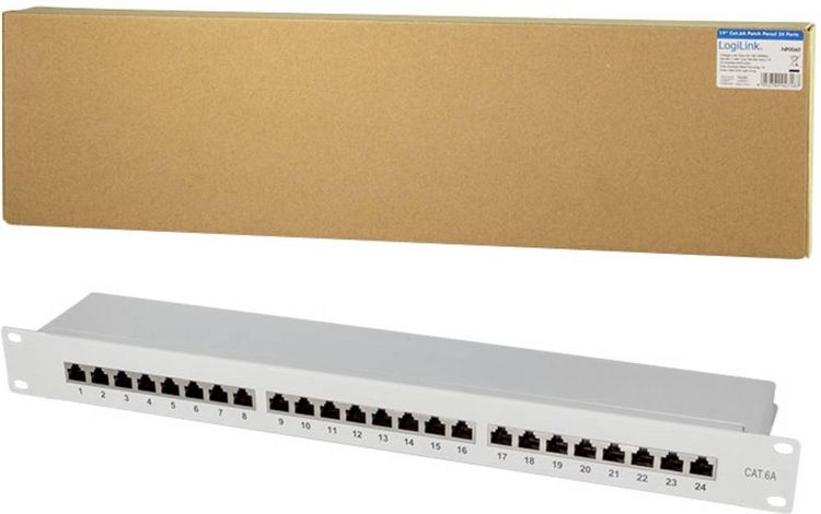 Produktbild: LogiLink NP0060 24 Port Patch-Panel 483mm (19\") CAT 6a 1 HE Grau