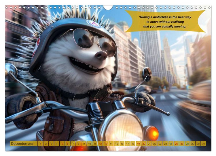 Produktbild: Funny animals as motorbike riders (Wall Calendar 2026 DIN A3 landscape), CALVENDO 12 Month Wall Calendar