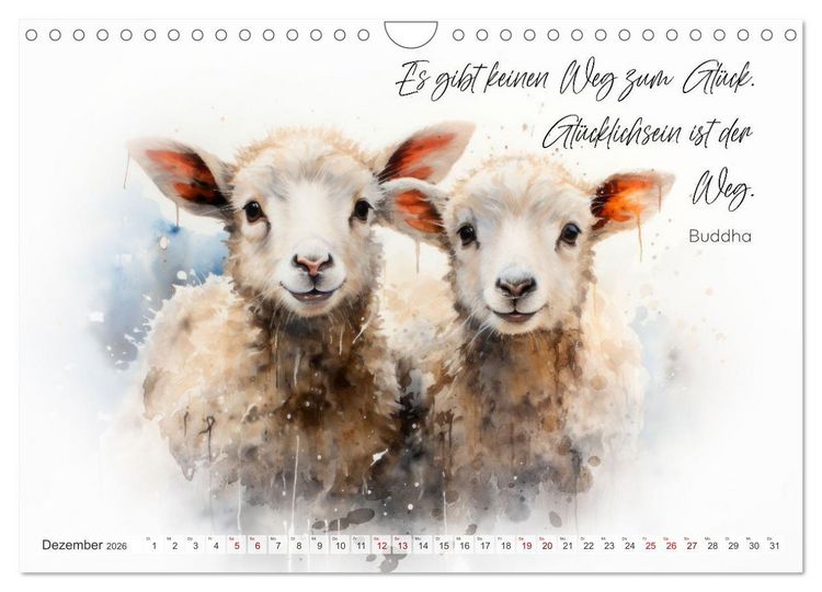 Produktbild: MOTIVATION Spr&uuml;che mit s&uuml;&szlig;en Tierkindern (Wandkalender 2026 DIN A4 quer), CALVENDO Monatskalender