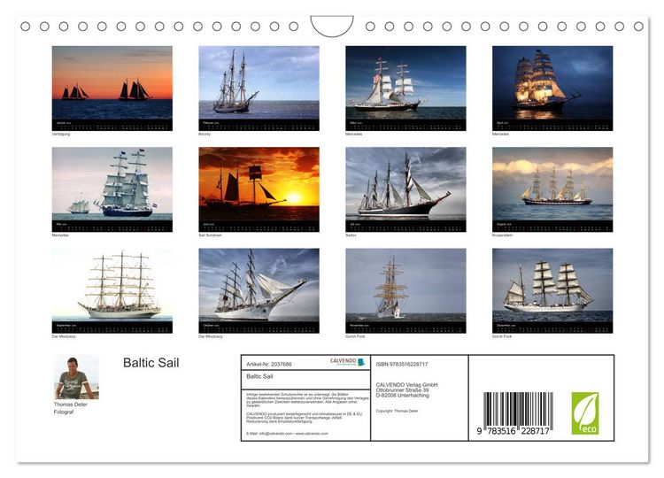 Produktbild: Baltic Sail (Wandkalender 2026 DIN A4 quer), CALVENDO Monatskalender
