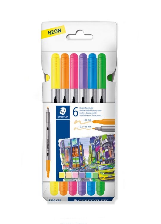 Produktbild: STAEDTLER  3200 Doppelfasermaler, 6er Set, 3200 C6F
