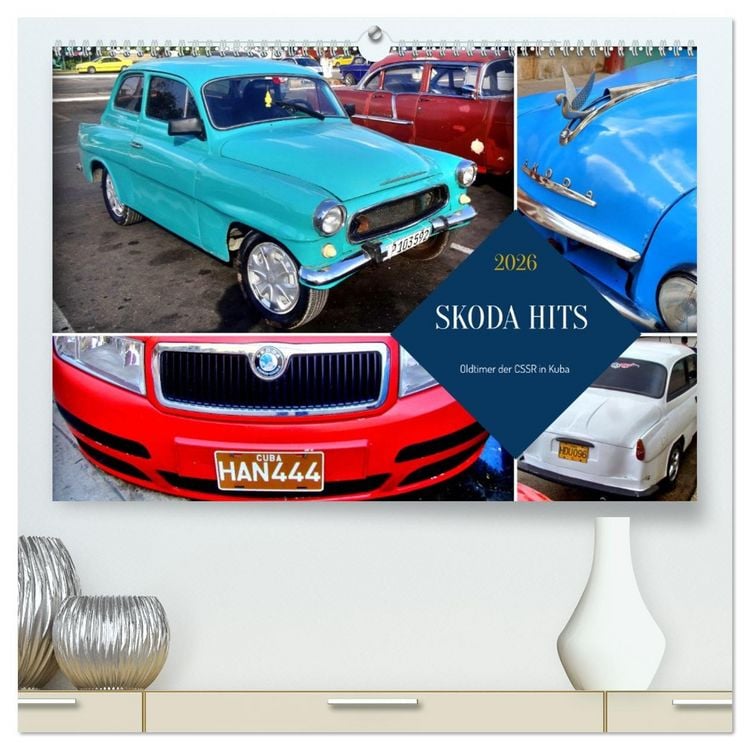 Produktbild: SKODA HITS - Oldtimer der CSSR in Kuba (hochwertiger Premium Wandkalender 2026 DIN A2 quer), Kunstdruck in Hochglanz