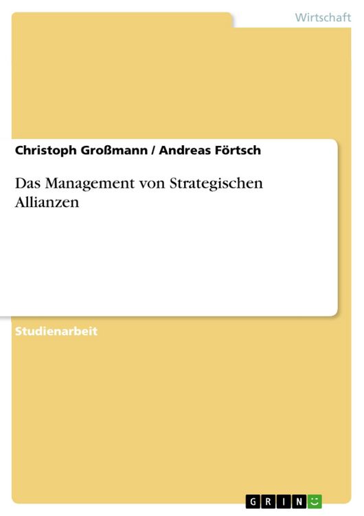 Produktbild: Das Management von Strategischen Allianzen