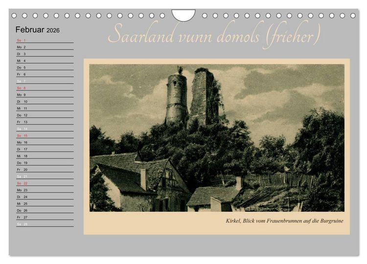 Produktbild: Saarland - vunn domols (frieher) (Wandkalender 2026 DIN A4 quer), CALVENDO Monatskalender