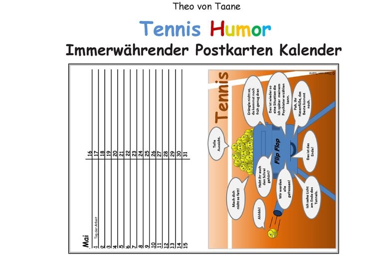 Produktbild: Immerw&auml;hrender TENNIS Postkarten KALENDER (kartonierte Ausgabe)