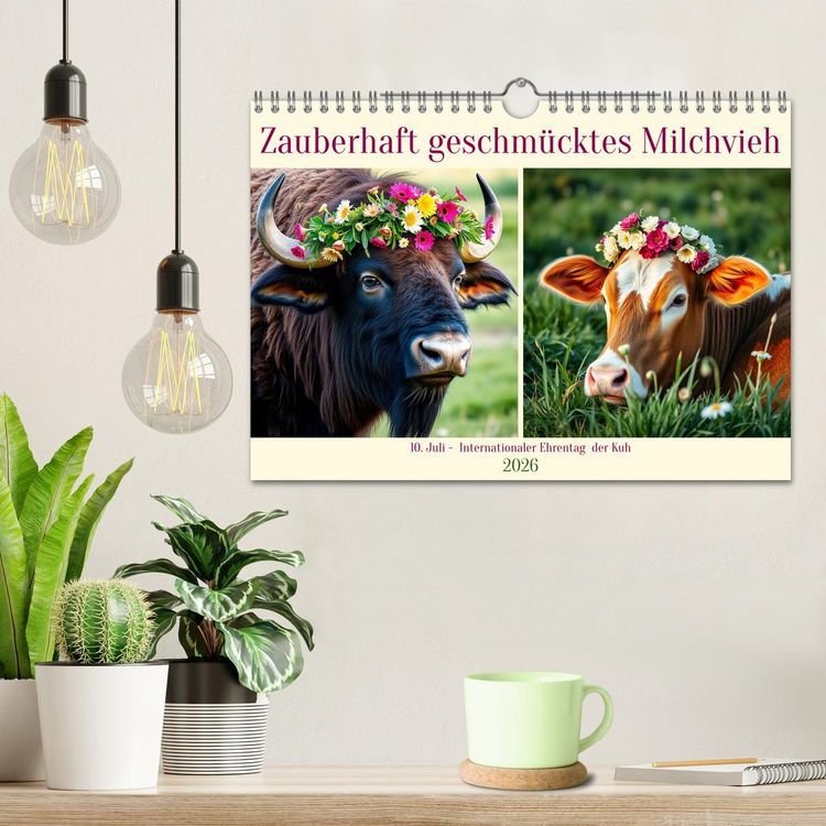 Produktbild: Zauberhaft geschm&uuml;cktes Milchvieh (Wandkalender 2026 DIN A4 quer), CALVENDO Monatskalender